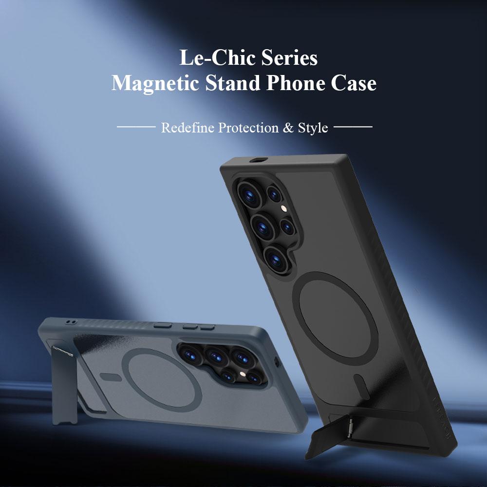 LEREACH Le-Chic Series For Samsung Galaxy S24 Ultra Case Compatible with MagSafe Kickstand TPU+PC Phone Cover