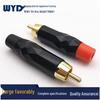 Black Plated Gem RCA Plug with Burnt Lotus Head Gold-Plated AV Speaker Connector