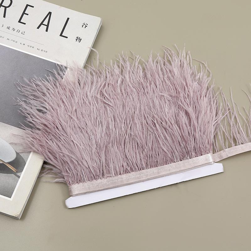 Color 8-10 Cm Ostrich Hair Cloth Edge Clothing Cuffs Hem Ostrich Feather Strips Cloth With Accessories Lace