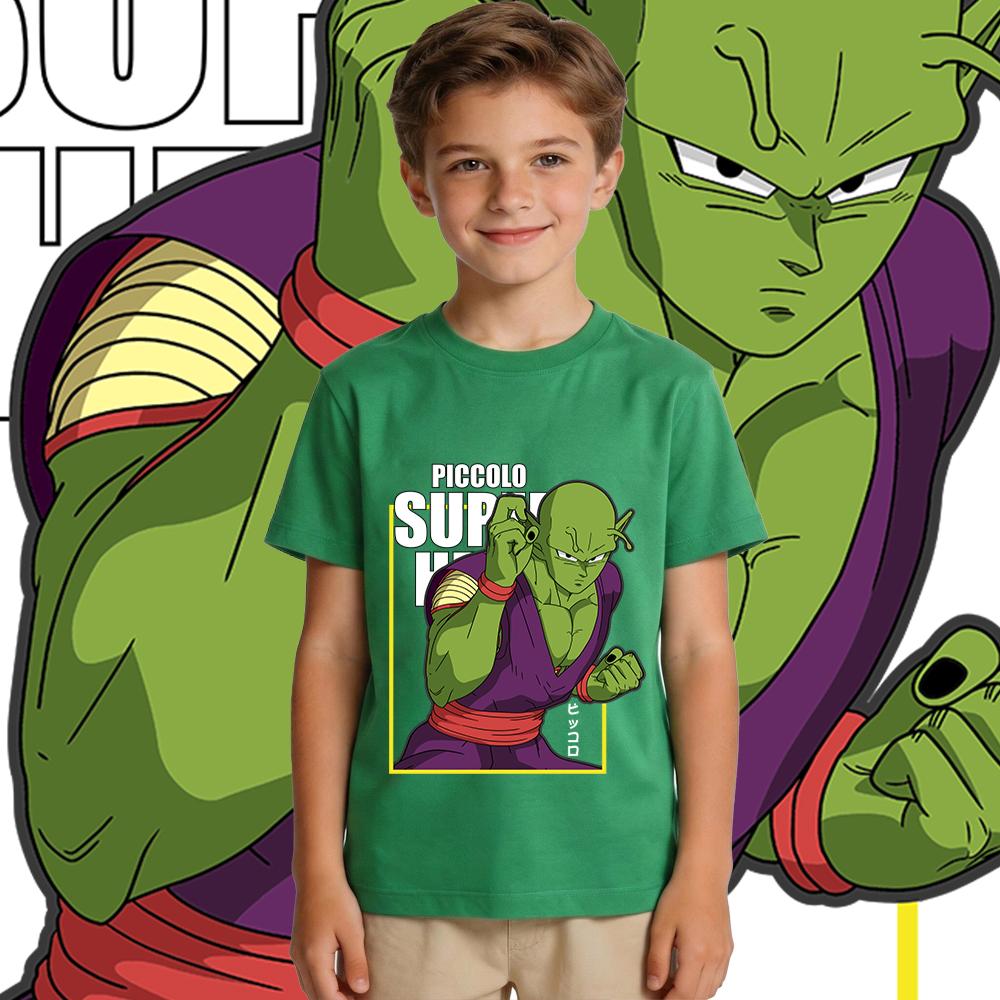 Dbz Piccolo Anime Print Cotton T Shirt Kids Boys Girls Casual Short Sleeve Tee Top Soft Breathable Summer Clothes