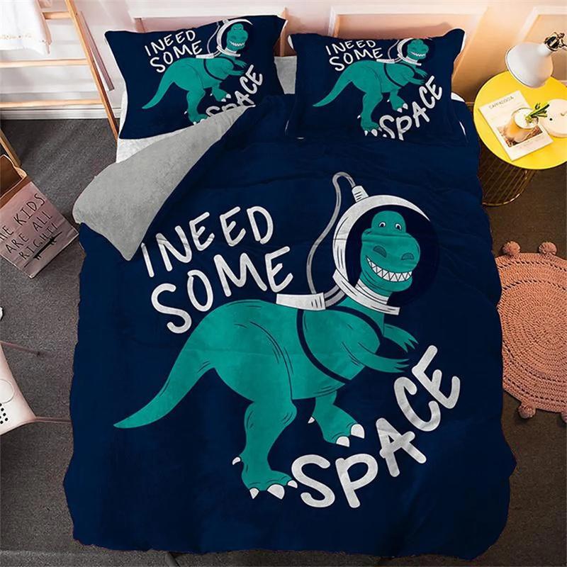 Cartoon Dinosaur Duvet Cover Dinosaur Theme Bedding Green Dinosaur Hello Bro Pattern Bedroom Decoration for Children Women Men