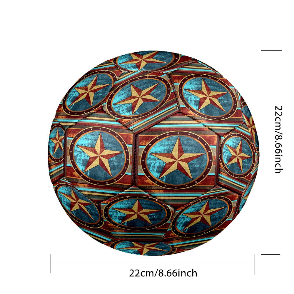 Western Texas Star Indoor Soccer Ball Size 5 Colorful All Ages Machine Stitched PVC Competition Ready Durable High-Bounce