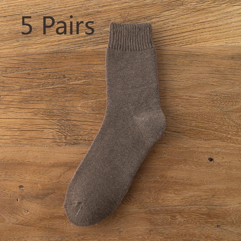 5 Pairs of Thickened and Fleece Warm Loop Socks, Mid-calf Sweat-absorbing and Breathable, Suitable for Both Men and Women, Versatile Towel Socks