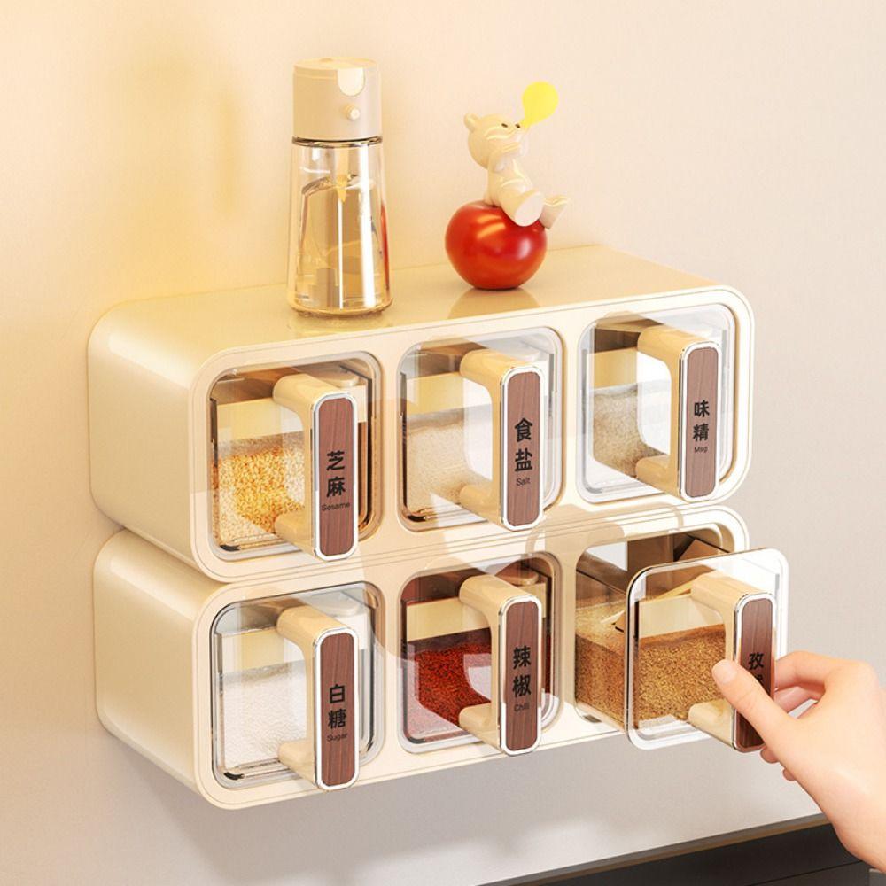 Sealed Spice Storage Rack No Punch Spice Storage Container  Kitchen Accessories