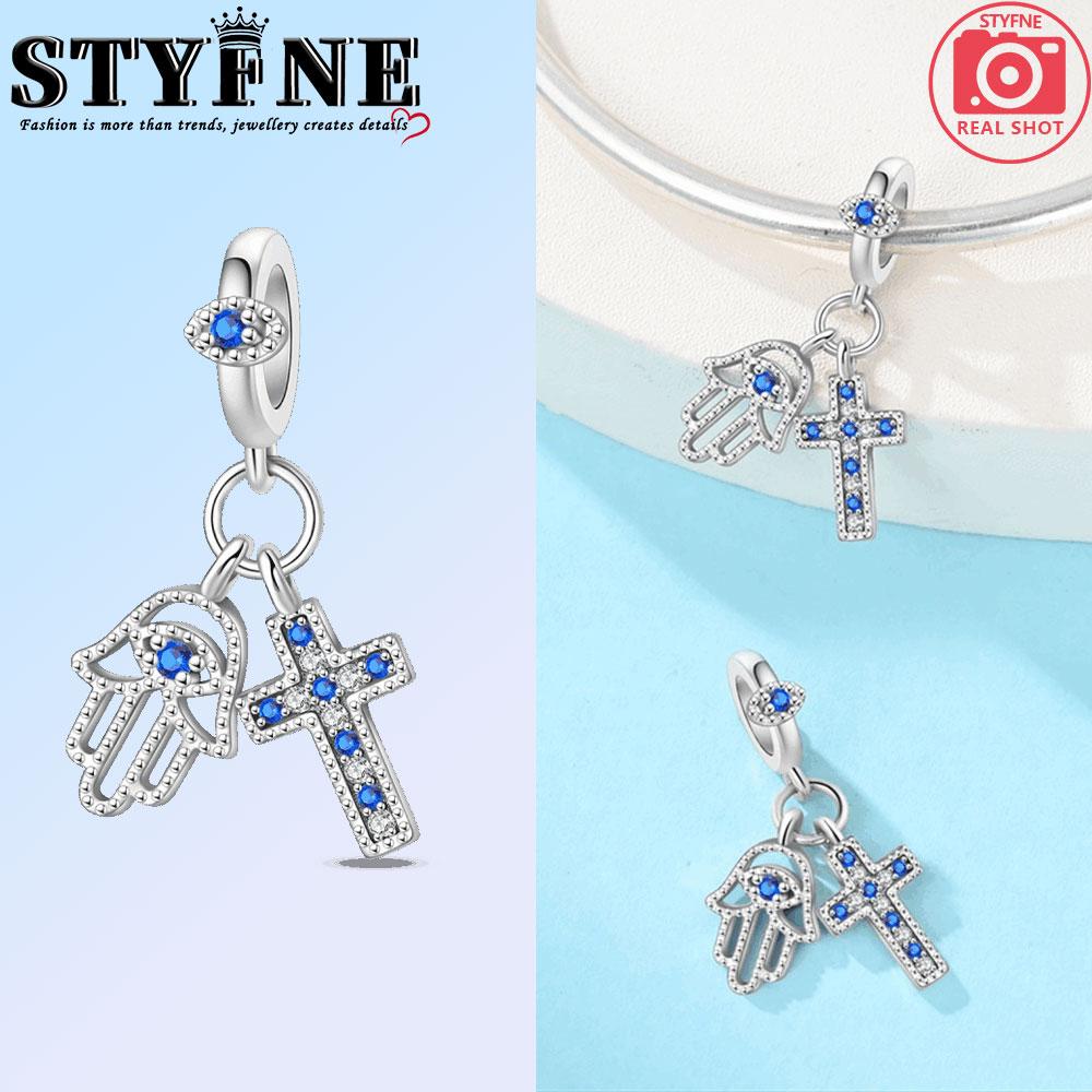 Copper Faith Cross Series Demon Eye Guardian Hand Charms Beads Pendant For Original Bracelet Woman Girl Jewelry
