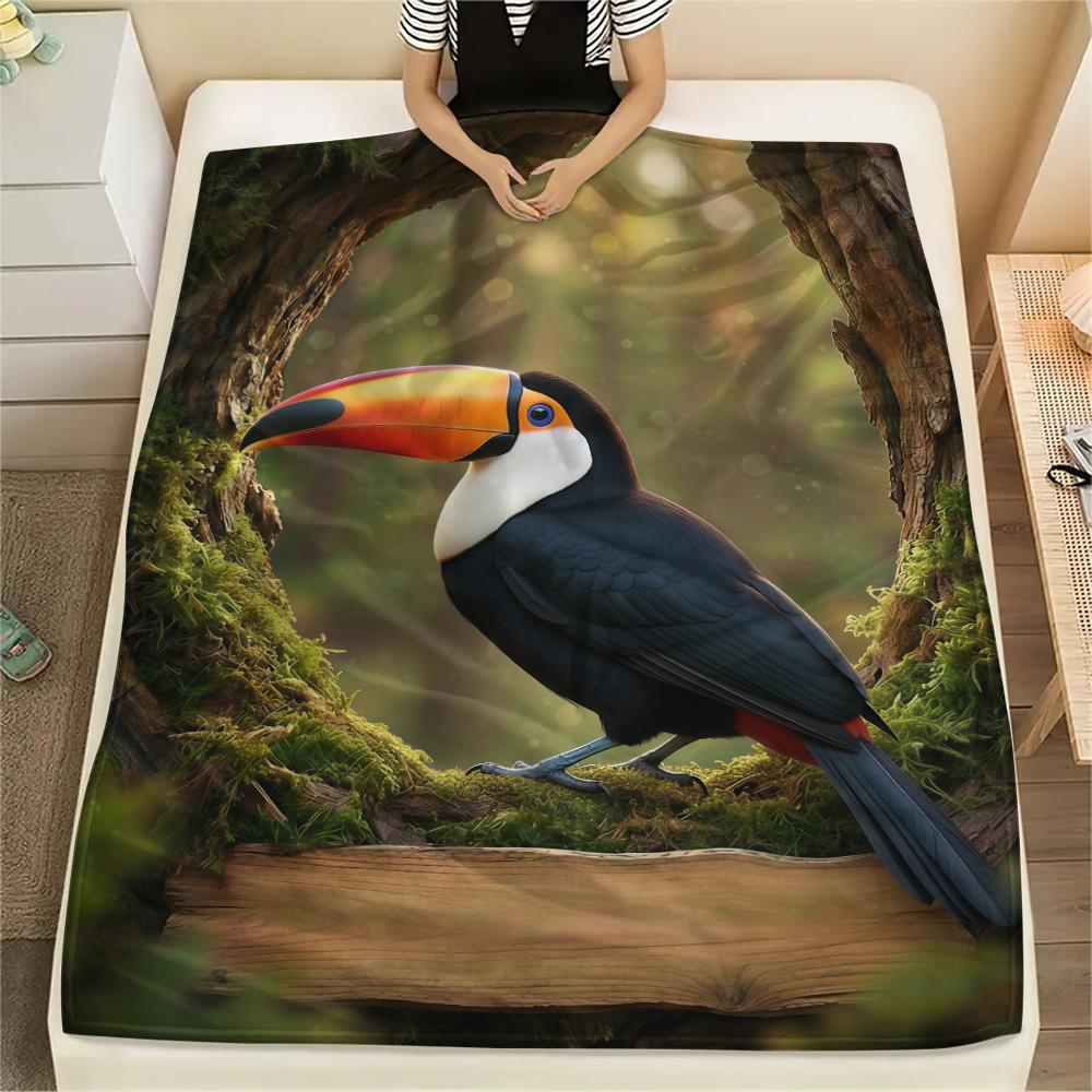 Forest small animals Print Flannel Blanket,High quality Comfortable for All Seasons,Home Decor,Warmth and Comfort,Perfect for Christmas Gifts