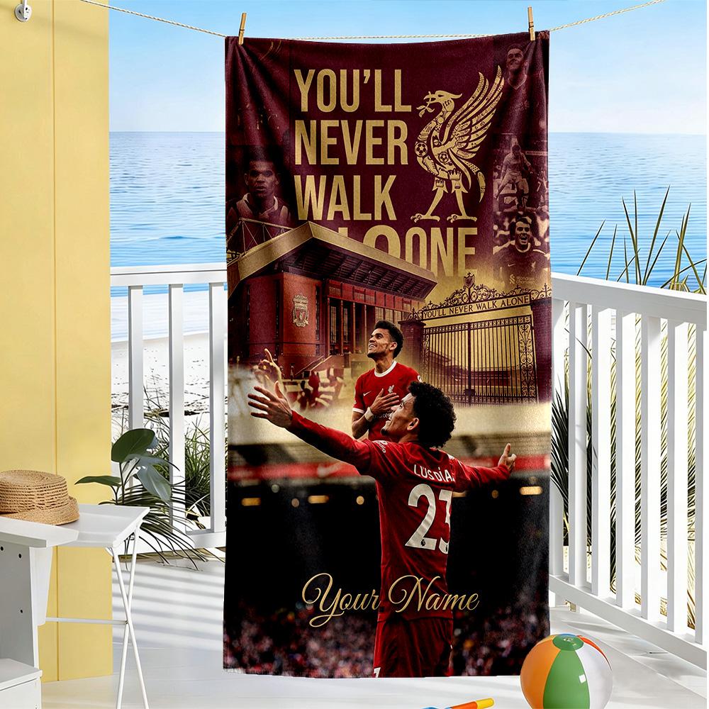 Liverpool FC Personalisierbares Name Strandtuch Super Weich Saugfähig Ideal Für Reisen Outdoor Schwimmbad Yoga Surfen Camping Wandern Fitnessstudio Geschenk Urlaub