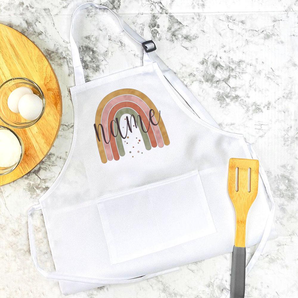 Personalised Child Apron Rainbow with Name Apron Boys Girls Cooking Baking Apron Custom Kids Cooking Apron Gift for Children