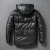 Chinese Size Raglan Sleeve Thick Men Leather Jacket Hood Warm Duch Down Coat Winter Jackets Genuine Cow Leather Coats Mens Clothing