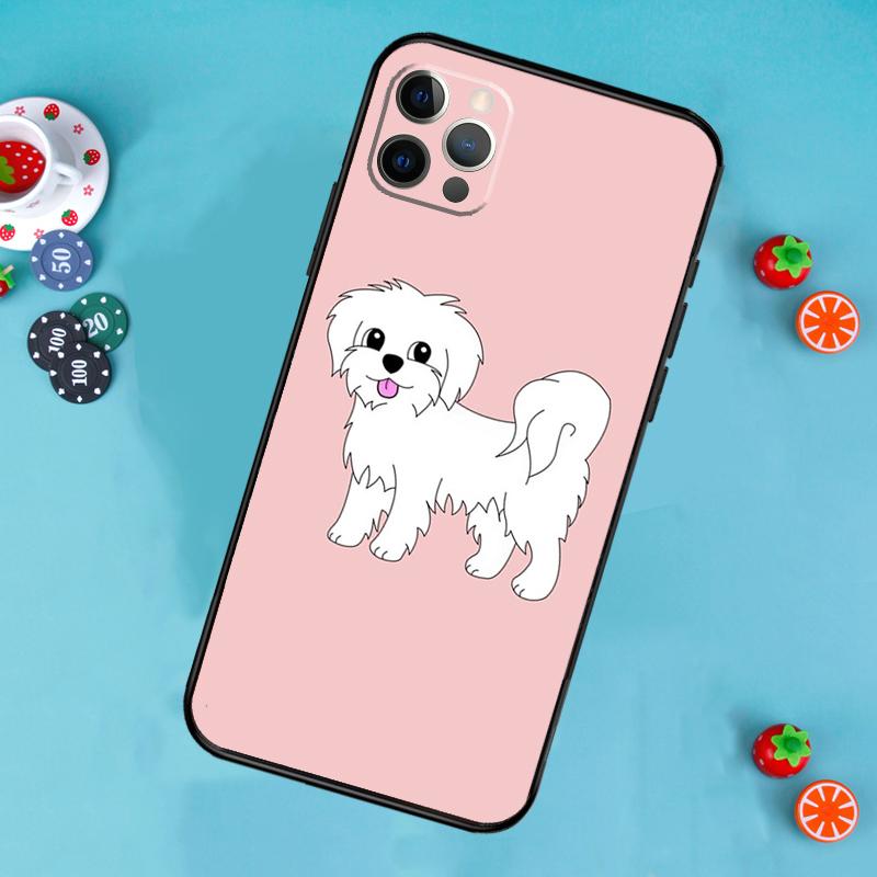 Cartoon Maltese Dog Phone Case For iPhone 17 Air 13 16 15 11 12 14 Pro Max 13 12 mini 15 16 Plus 16e Cover Funda