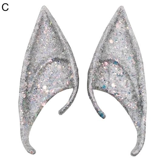1Pair Elf Ears High Simulation Flexible Pointed Tip Luminous Glitter Cosplay Props Latex Halloween Costume Party Fairy Ears for Festival