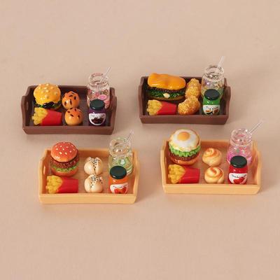 Miniature Fast Food Toy Set Lifelike Tiny Snack Model Odorless for Dollhouse Accessory DIY Craft Preschool Education Puzzle Toy
