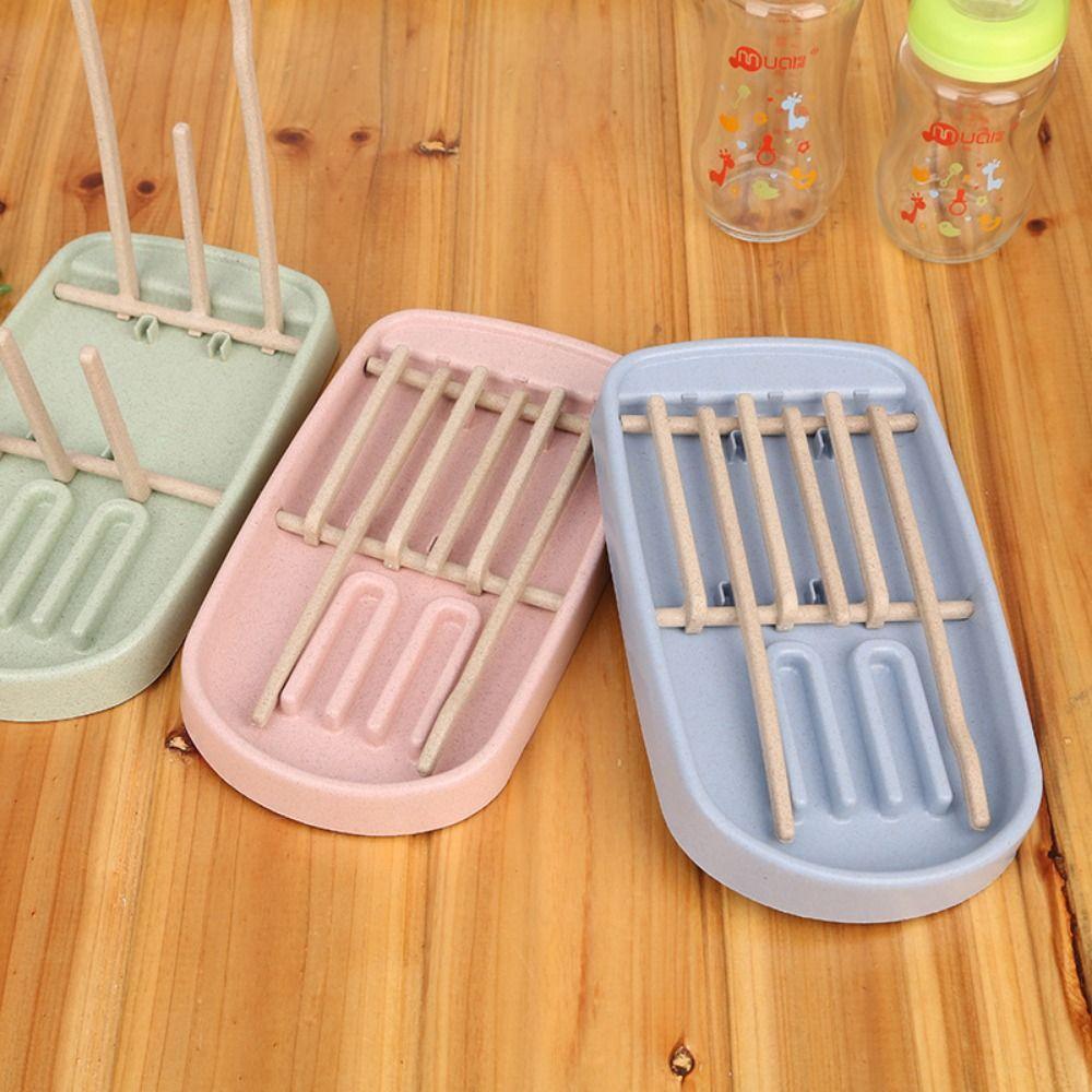 Colorful Baby Feeding Bottle Drain Rack Wheat Straw Feeding Cup Holder  Bottle Accessories