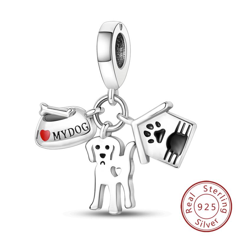 Original Copper Charm Bead Balloon Poodle Cute Puppy Heart Charm Fit Bracelet Bangle Pendant Women Diy Jewelry Gift