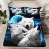 Wolf Printed Bedding Set Twin Size For Kids Boys BedroomMisty Bed Duvet Cover Set Comforter Cover Wild Animals Decor 3 Pieces