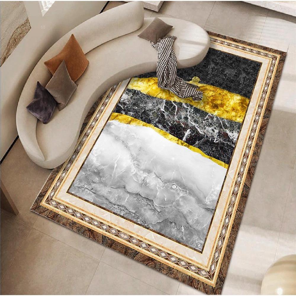 Luxus Stil Schwarz Gold Teppich Große Fläche Wohnzimmer Dekoration Schlafzimmer für Teppiche Rutschfest Anpassbar Ankleidezimmer Weiche Bodenmatte