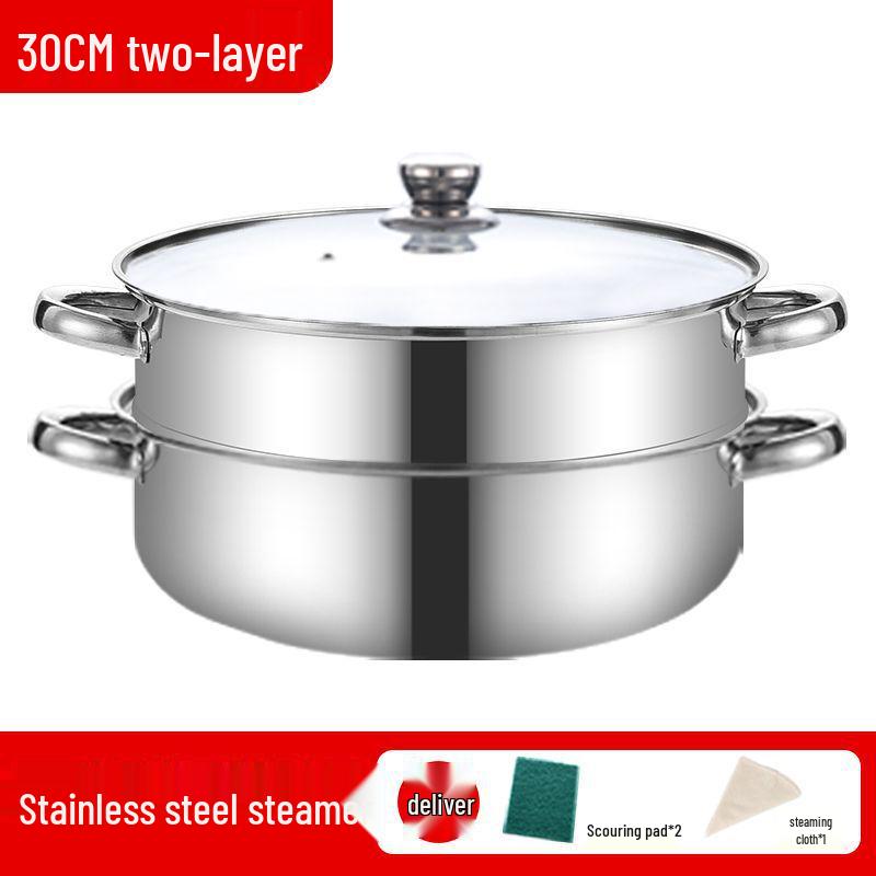 Stainless Steel Multi-Layer Steamer Stockpot for Induction & Gas Stoves