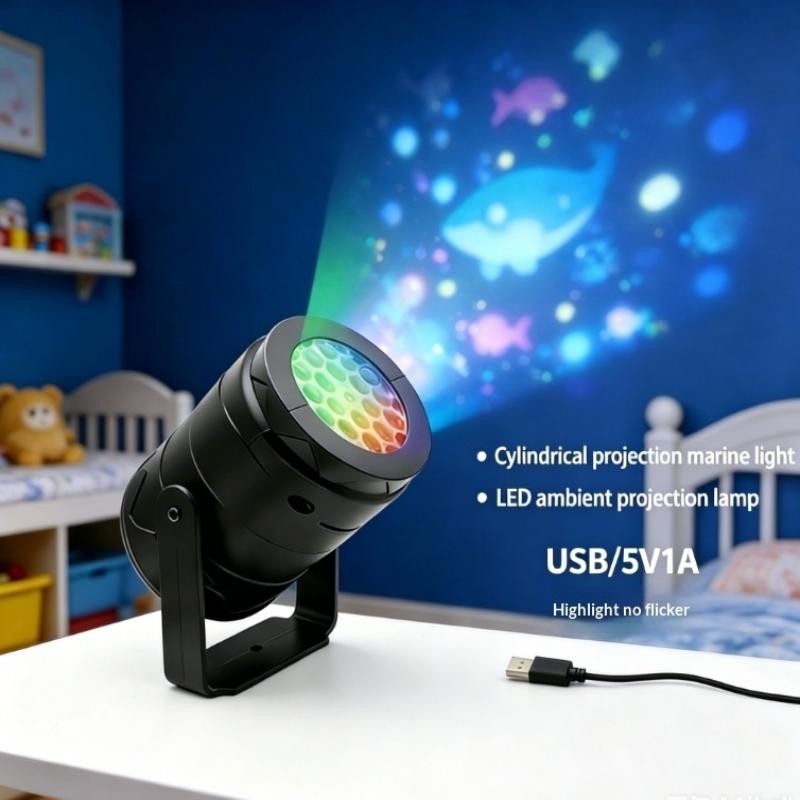 Ocean Pattern Projector Lights Usb Led Rotating Stage Atmosphere Lamp Garden Lighting Party Holiday Decor