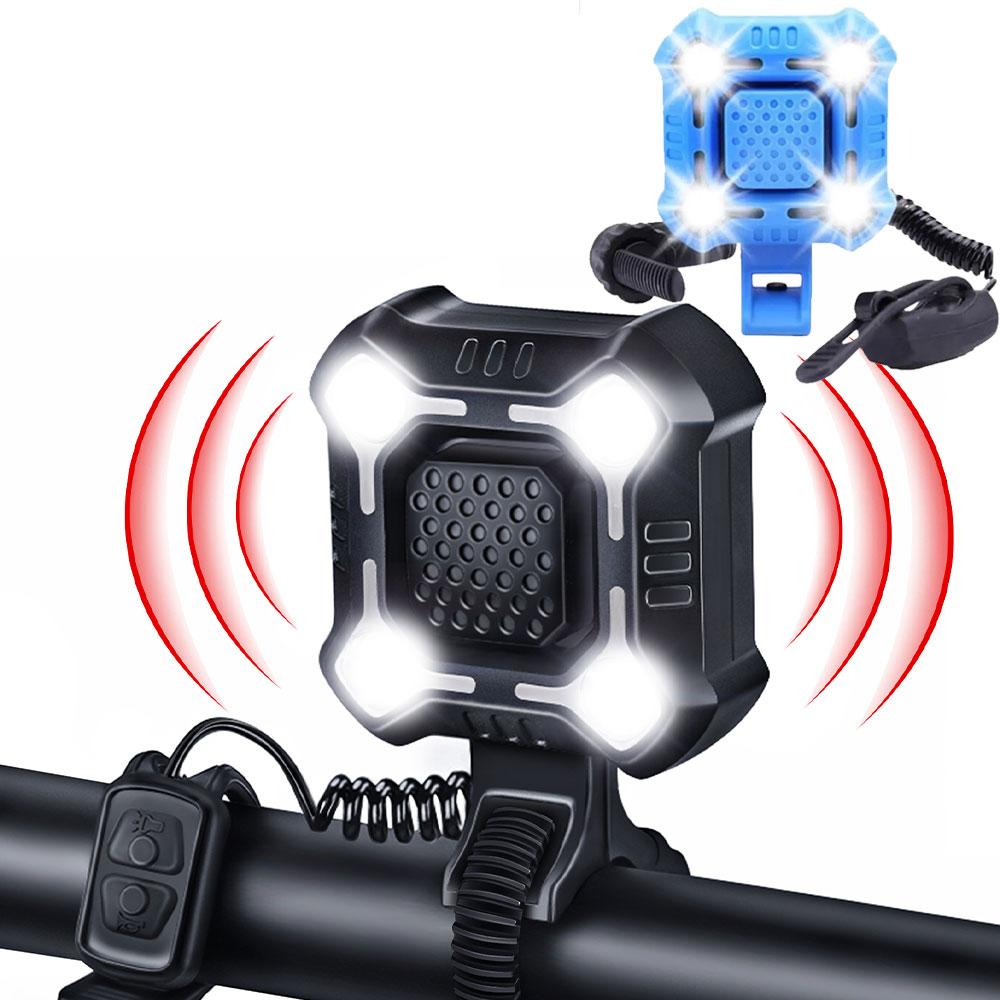 4 LEDs Bicycle Light Electric Horn 140dB Bike Bell Waterproof USB Charging Bicycle Horn Headlight Bicycle Alarm Bell 3