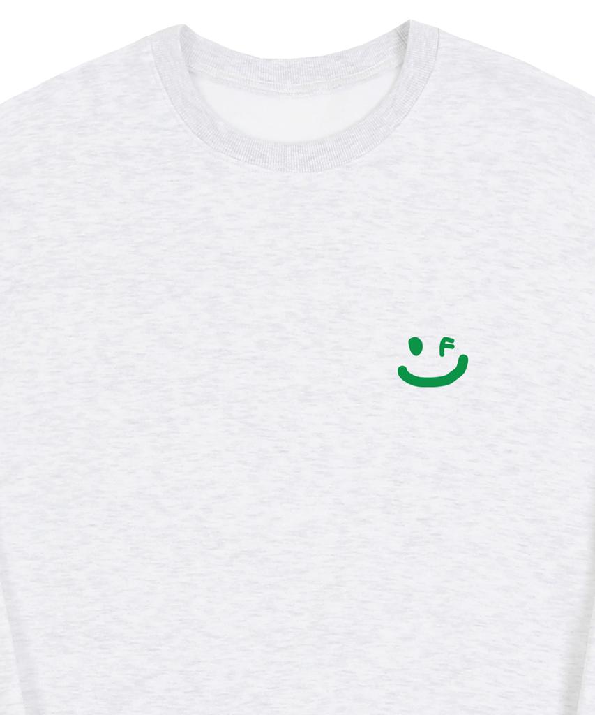 GRAVER [Unisex] Small Drawing Smile Sweatshirt_Melange White