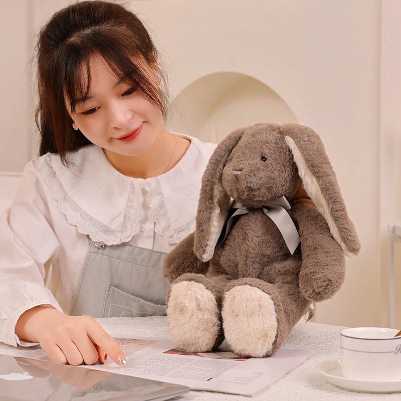 Cute Droopy Ear Bunny Plush Toy - Bow Tie Comfort Doll & Sleeping Pillow Gift for Girls
