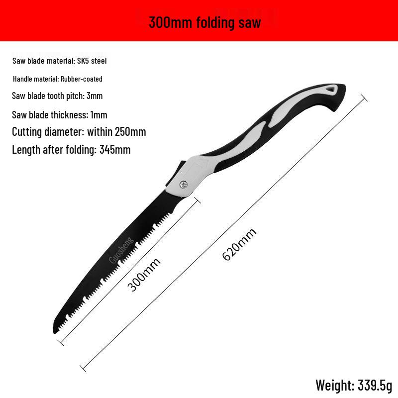 Folding Handheld Outdoor Saw with Teflon Blade for Wood, Garden, and Fruit Trees - High Branch Logging Tool