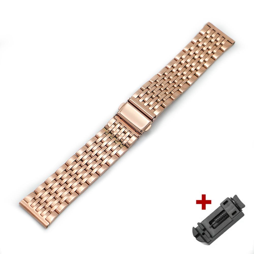 Stainless Steel Watchband Metal Watch Band Premium Solid Polished Bracelet Straps Curved End 24mm 23mm 22mm 21mm 20mm 19mm 18mm