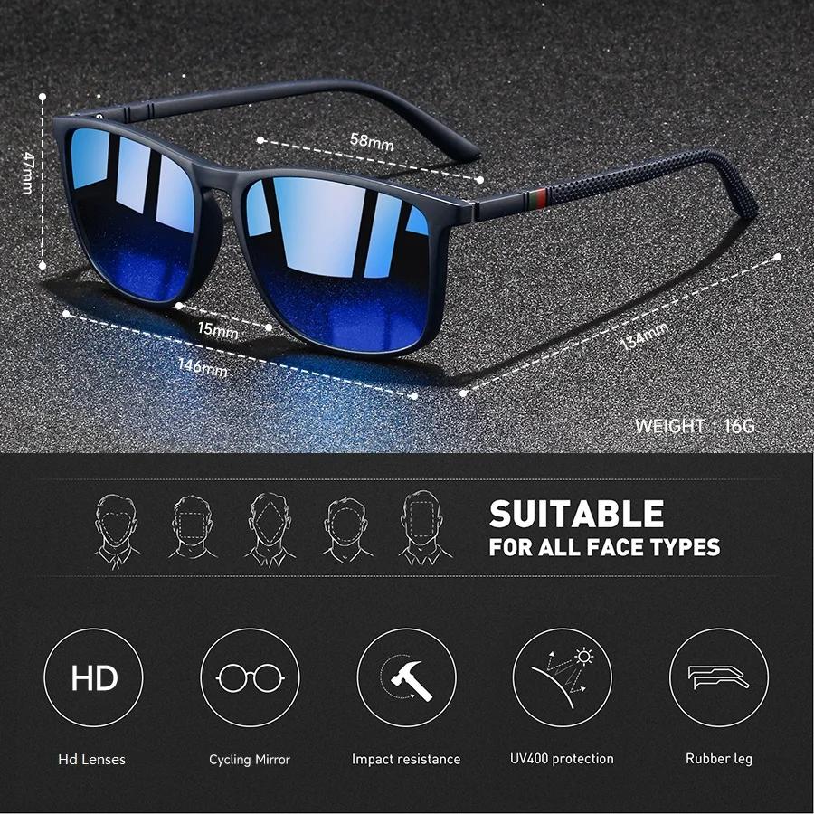 Fashion Vintage Square Sunglasses For Men Women Colorful Stripes UV400 Eyewear Driving Fishing Brand Designer