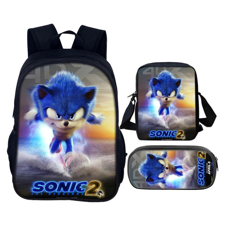 Sonic The Hedgehog 2 Book Bag Set With Waterresistant Polyester For School And Travel