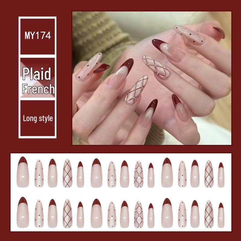 

Ancola Red French Cat Eye Gel Wearable False Nails - Polka Dot & Stripe Design