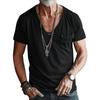 Men's Pocket T-shirt Clothing V-neck Solid Color Plus-size Casual Short-sleeved T-shirt