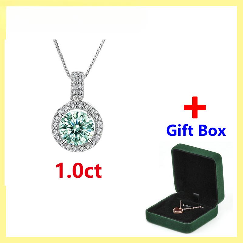 

PureMax Day 1 карат зеленый муассанит ожерелье D цвет VVS1 кулон S925 серебро ювелирные изделия для женщин подарок на свадьбу 45cm