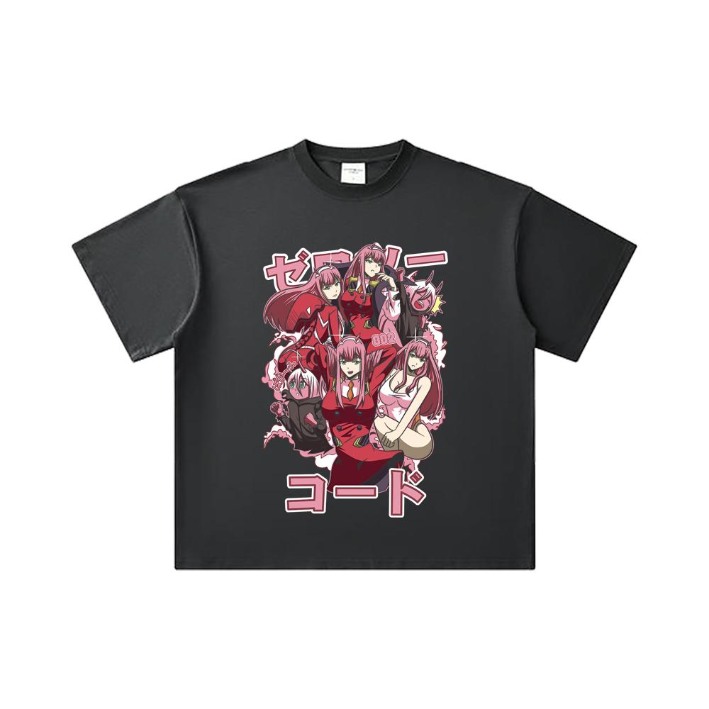 260 GSM Double Yarn 32 Count 100% Cotton Darling In The Franxx V3 Zero Two Print Unisex Heavy Cotton T Shirt