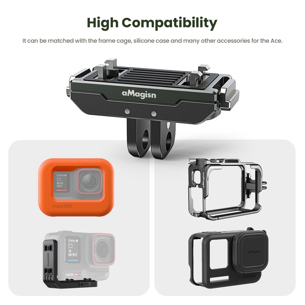 aMagisn AC14 Magnetic Quick Release Mount for Action Camera  Metal Camera Mount with Universal 1 4in Screw Hole &