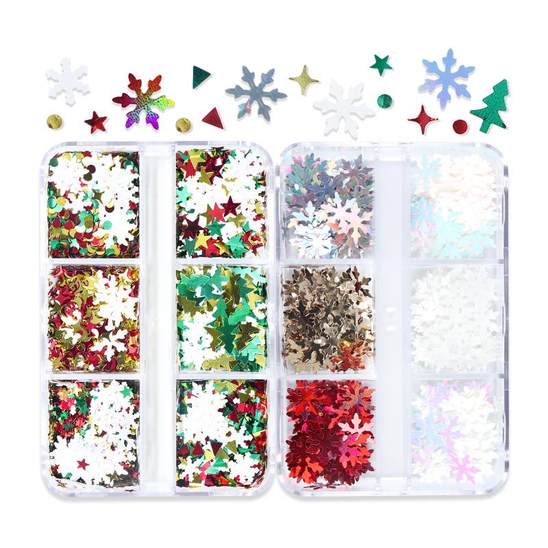 Snowflake Nail Art Flakes Slice Decoration Acrylic 3D Design Manicure Accessory For Mix Christmas Nails Charms Sequins Tips Kit