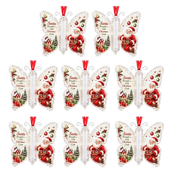 Geschenke für Familie Freunde Schmetterling Bargeldgeschenk Schmuckstück, Weihnachts-Geldhalter Hängende Dekoration mit festlichem Urlaubs-Haus-Druck, Acryl-Baum-Anhänger