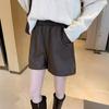 Women's High-Waisted PU Leather A-Line Shorts: Autumn/Winter Casual, Slimming, Elastic Waist, Wide-Leg Design