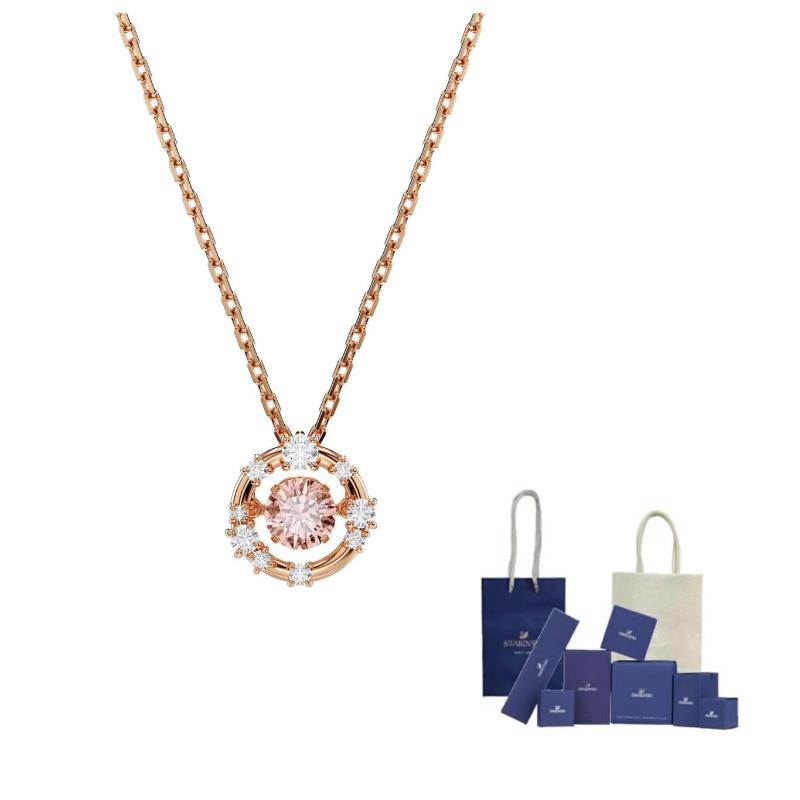 Swarovski Constella Synthetic Cubic Zirconia Necklaces Womens Rose Gold/Pink F (One Size Fits All)-Original Brand Box And Bag