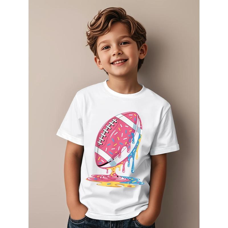 Kids Crewneck T-Shirt, Vintage Ice Cream Drip American Football Graphic 110