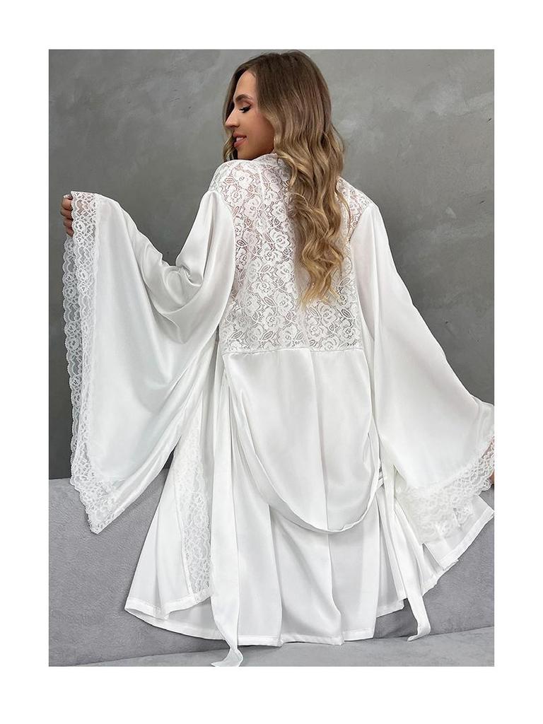 Women's Satin Bathrobe & Pajama Set 850 - Sexy & Loose Fit Homewear