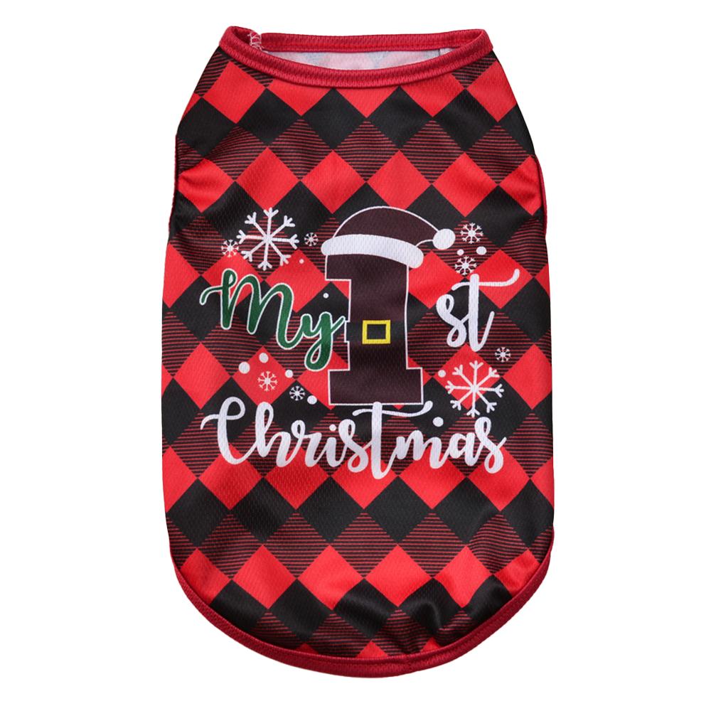 4pc Soft Pet Vest For Small Medium Dogs Cats Cute Santa Claus Diamond Plaid Print Kitten Comfortable T-shirt Sphynx Costume Coat