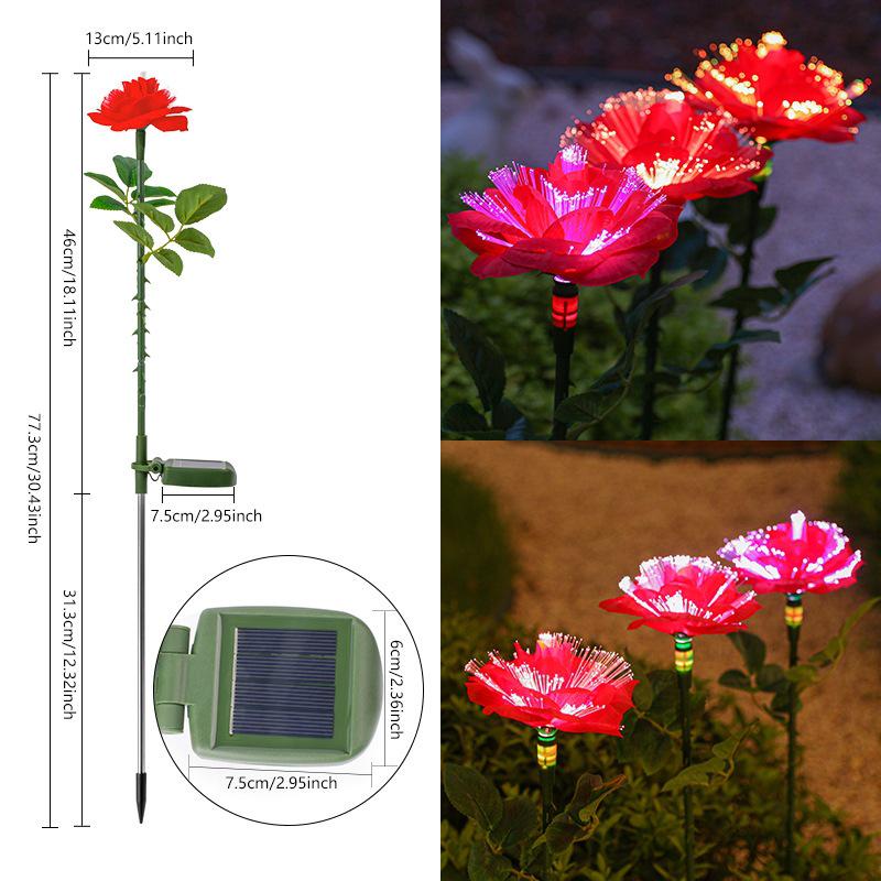 Solar LED Rose Flower Outdoor Garden Lamp - Waterproof Landscape Decoration Lamp Solar Light
