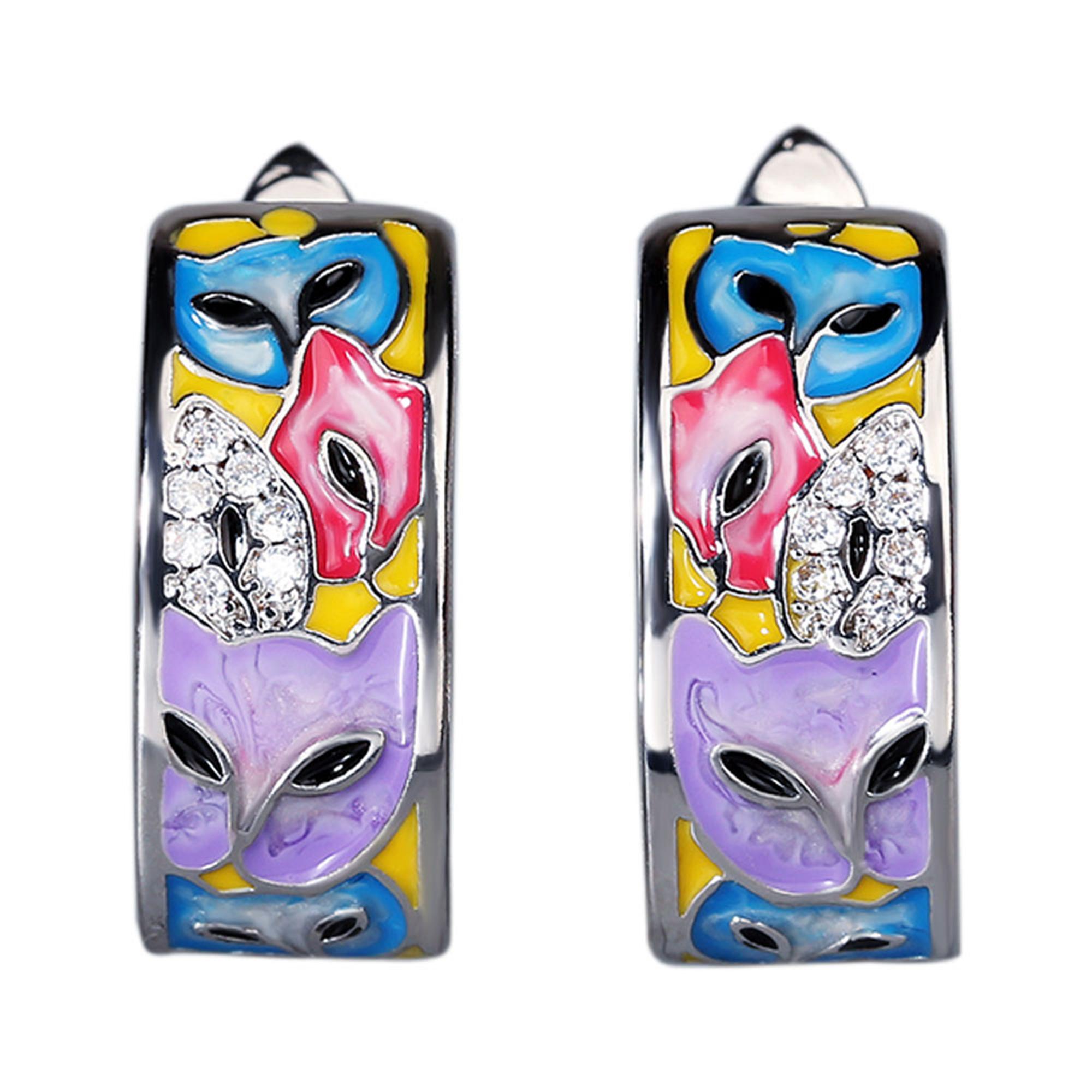 

Изысканные и уникальные женские белые эмалированные серьги ручной работы с изображением кошек, креативные серьги с красочными кошками, ювелирные изделия, женские серьги белый