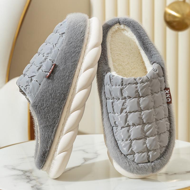 Cotton Slippers Women's Autumn and Winter 2 New Indoor Home Thick Bottom Warm Plush Cute Cartoon Confinement Cotton Mop
