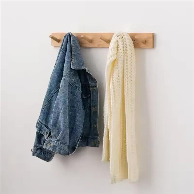 Practical Decoration Wall Mounted Hanger Room Hooks Key Hallway Storage Holders Bamboo Door Clothes Hats Robe Back Rack