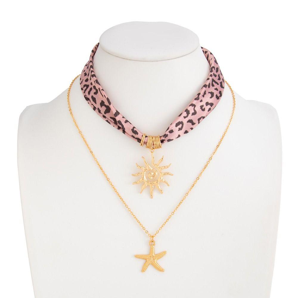 Sea Star Scarf Necklace Seashell Bohemian Style Necklace Trendy Beads Chain Choker Gold Jewelry