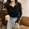 Soft Waxy Small V-neck Pit Strip with Retro Temperament Inside, Autumn and Winter New Niche Knitted Sweater, Bottoming Shirt and Top