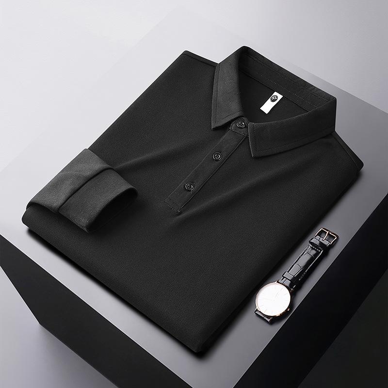 

Высококачественная однотонная футболка с длинными рукавами, мужская, весенняя, с лацканами, зеленая, для среднего возраста, деловая, повседневная, удобная, универсальная M