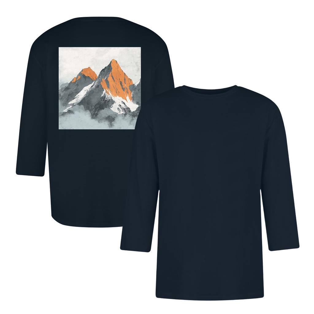 Men's casual and fashionable printed round-neck three-quarter sleeve top T-shirt