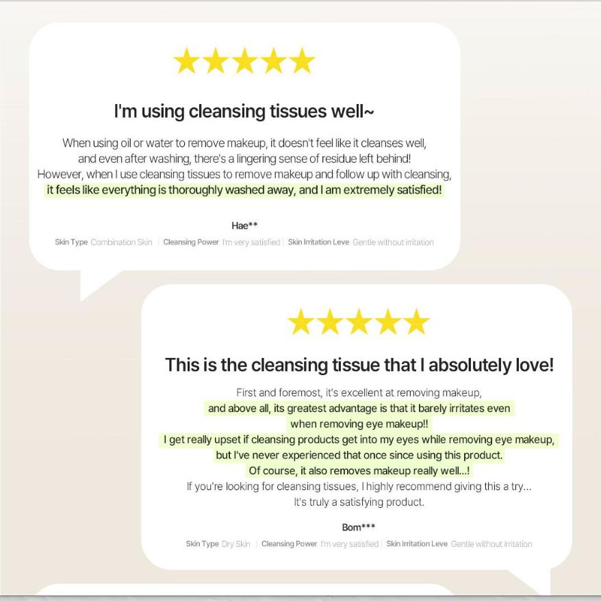 Korean Cleasing / The Perfect Cleansing Tissue Plus 100 Sheets - Gentle Makeup Remover Wipes